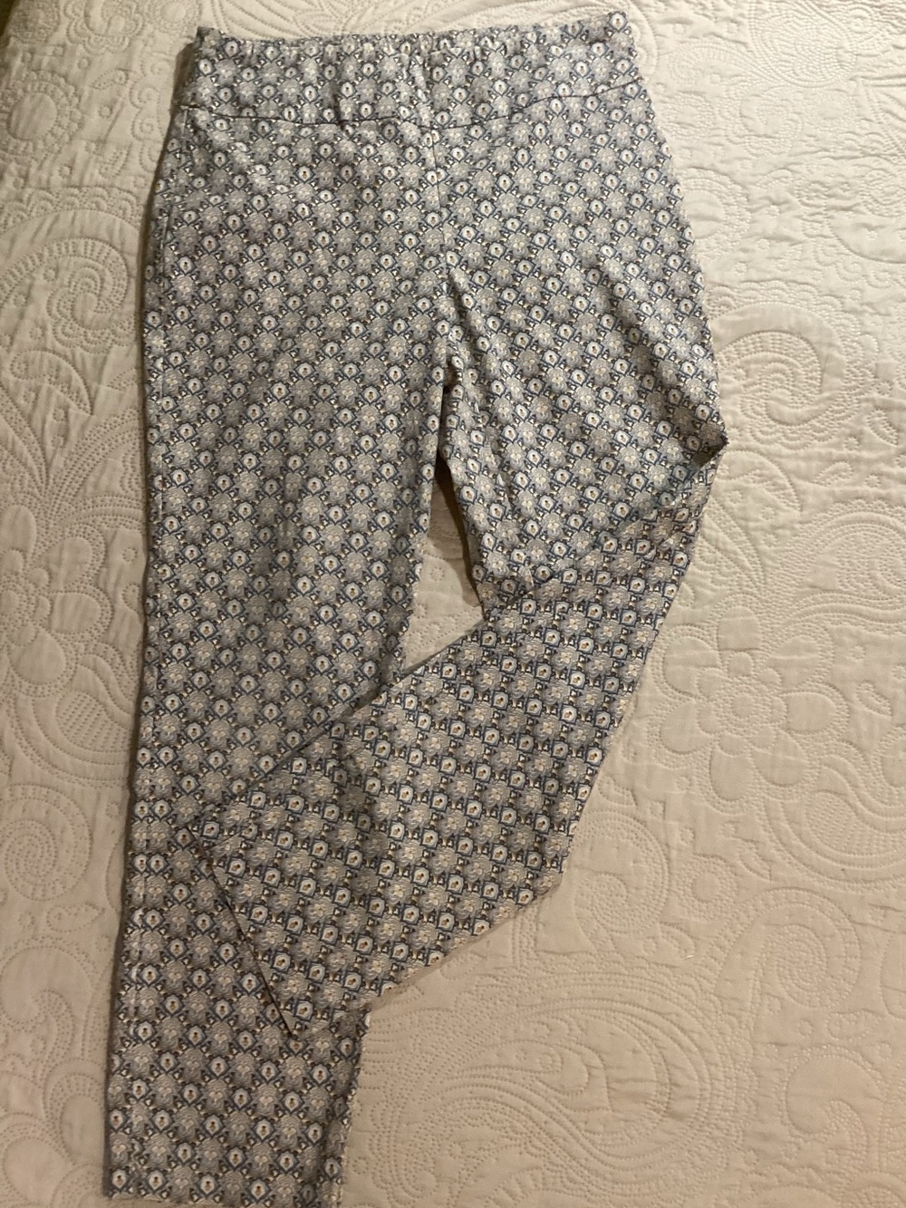Orvis Printed Blue and White Stretch Ponte Pants